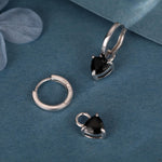Sterling Silver Trillion Cut Black CZ Charms for Huggie Hoops Earrings