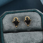 Sterling Silver Trillion Cut Black CZ Charms for Huggie Hoops Earrings