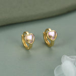 Moonstone Heart Huggie Hoop Earrings in Sterling Silver, Silver or Gold, Simulated Moonstone Heart Hoops, Heart Hoops