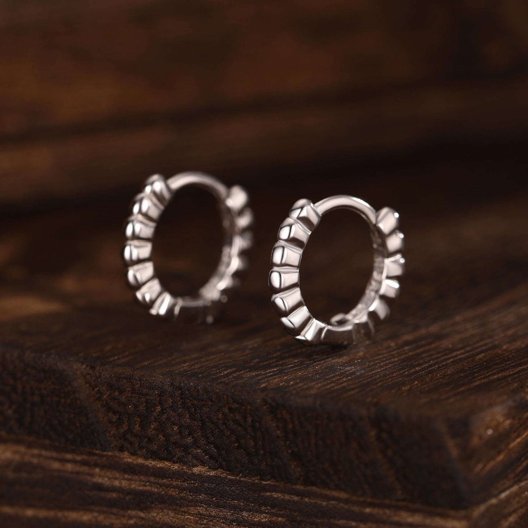 Tiny Bauble Dotted Huggie Hoop Earrings in Sterling Silver, Silver or Gold or Rose Gold, Pebble Huggie Hoops, Dainty Pebble Hoops