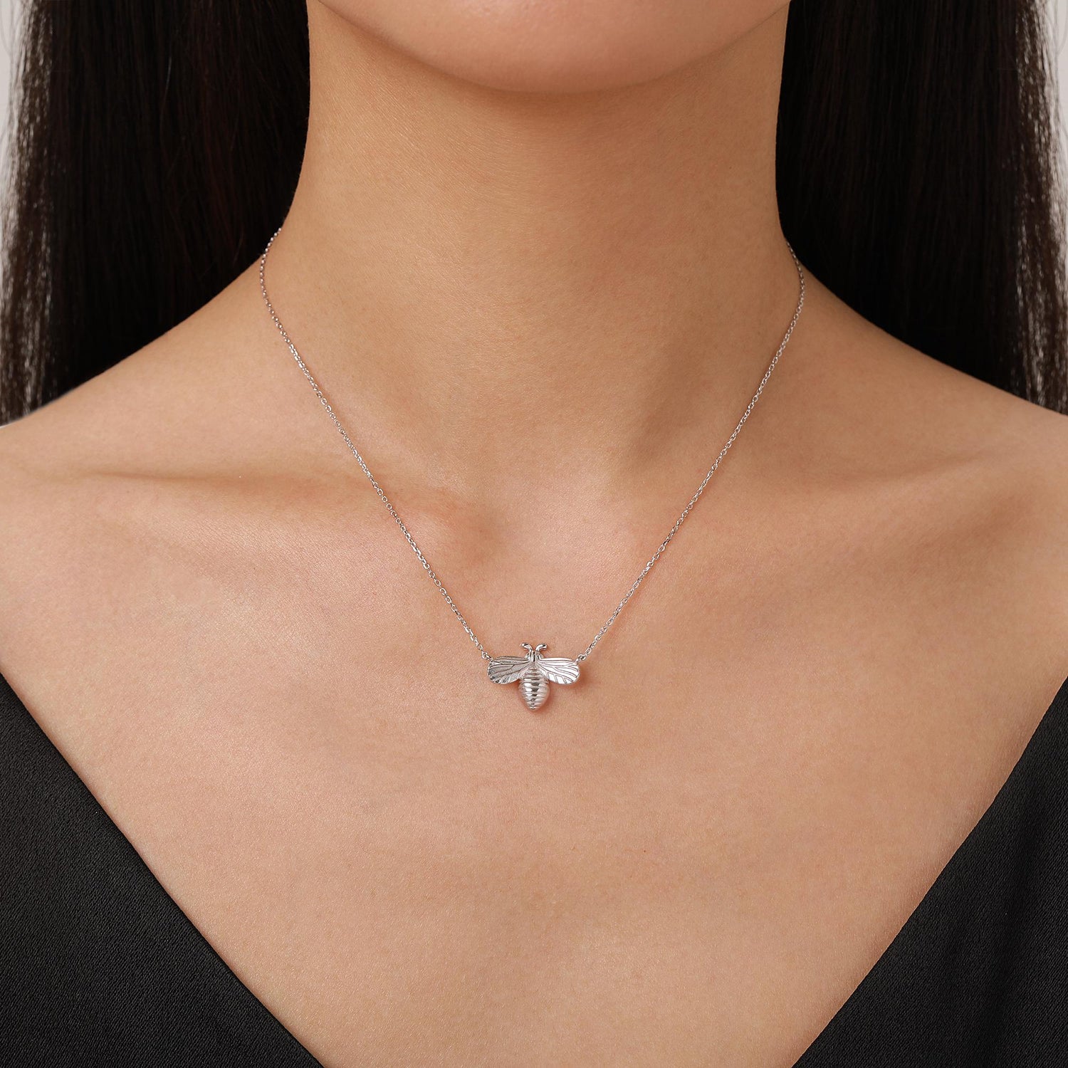 Beautiful Little Honey Bee Necklace in Sterling Silver 16'' - 18'' - Dainty and Delicate - Cute and Whimsical Jewellery