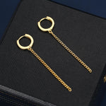 Sale! Dangling Chain Huggie Hoop Earrings, Hoop with Dangle Chains, Chained Hoop Earrings, Silver, Gold or Rose Gold