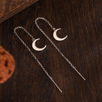 Crescent Moon Dangle Threaders Earrings, Moon Ear Threaders, Moon Earrings, Celestial Earrings