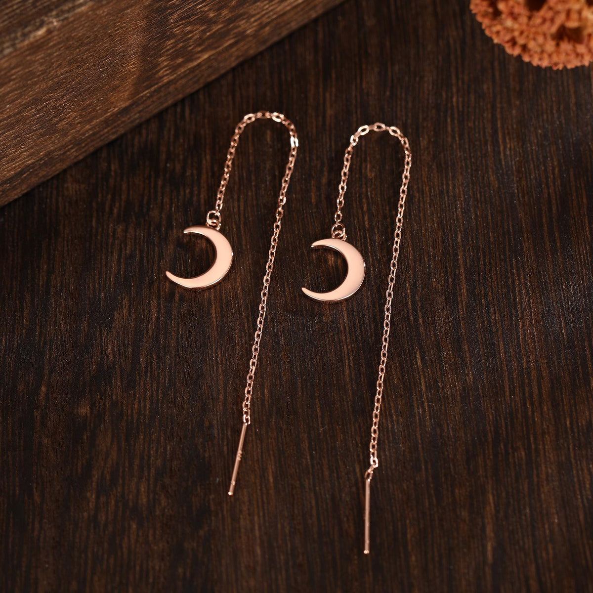 Crescent Moon Dangle Threaders Earrings, Moon Ear Threaders, Moon Earrings, Celestial Earrings
