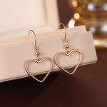 Heart Dangle Drop Hook Earrings in Sterling Silver