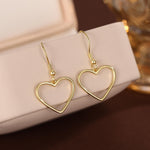 Heart Dangle Drop Hook Earrings in Sterling Silver