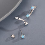 Opal Ear Jacket in Sterling Silver, Silver or Gold, Blue Opal or White Opal, Front and Back Earrings