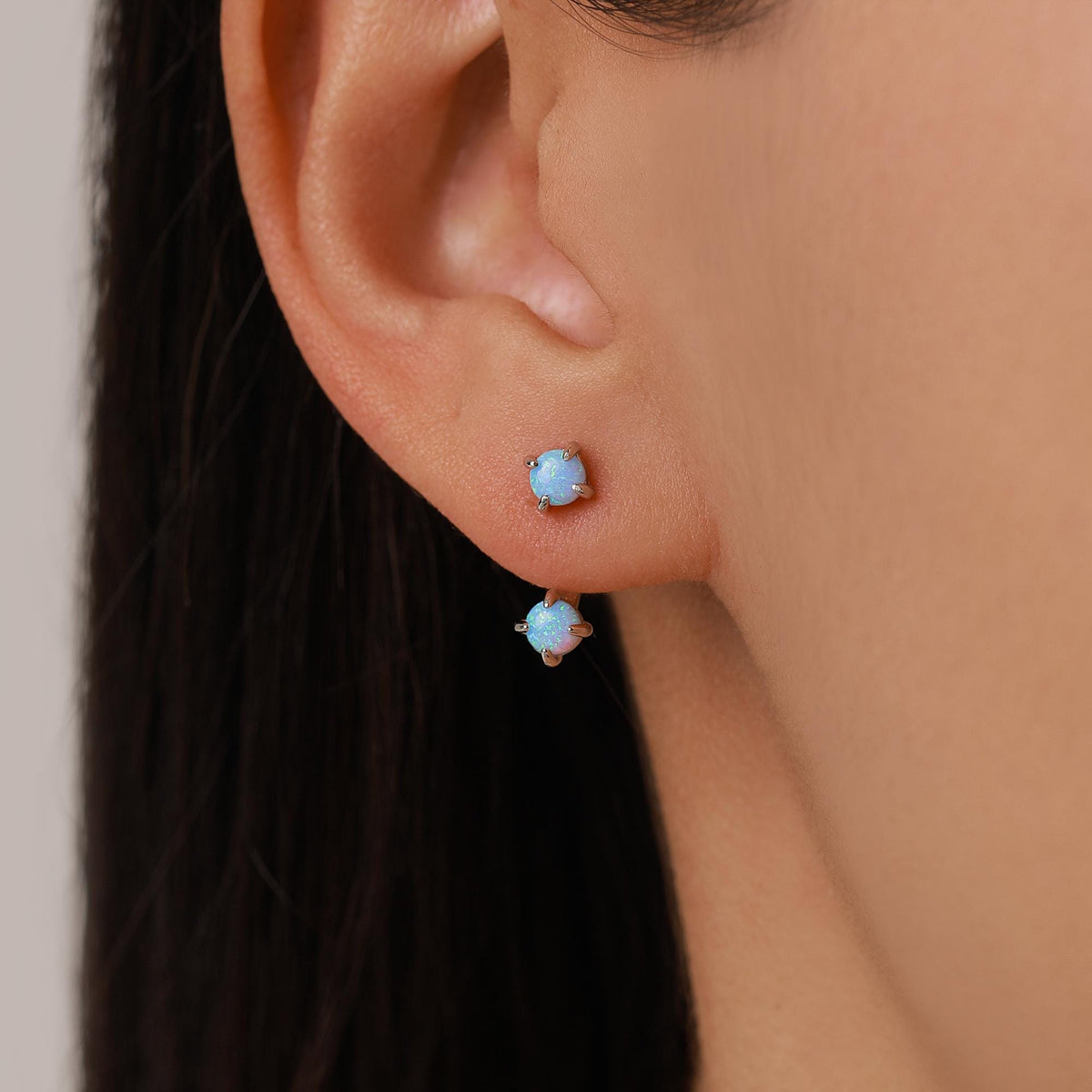 Opal Ear Jacket in Sterling Silver, Silver or Gold, Blue Opal or White Opal, Front and Back Earrings