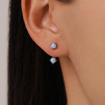 Opal Ear Jacket in Sterling Silver, Silver or Gold, Blue Opal or White Opal, Front and Back Earrings