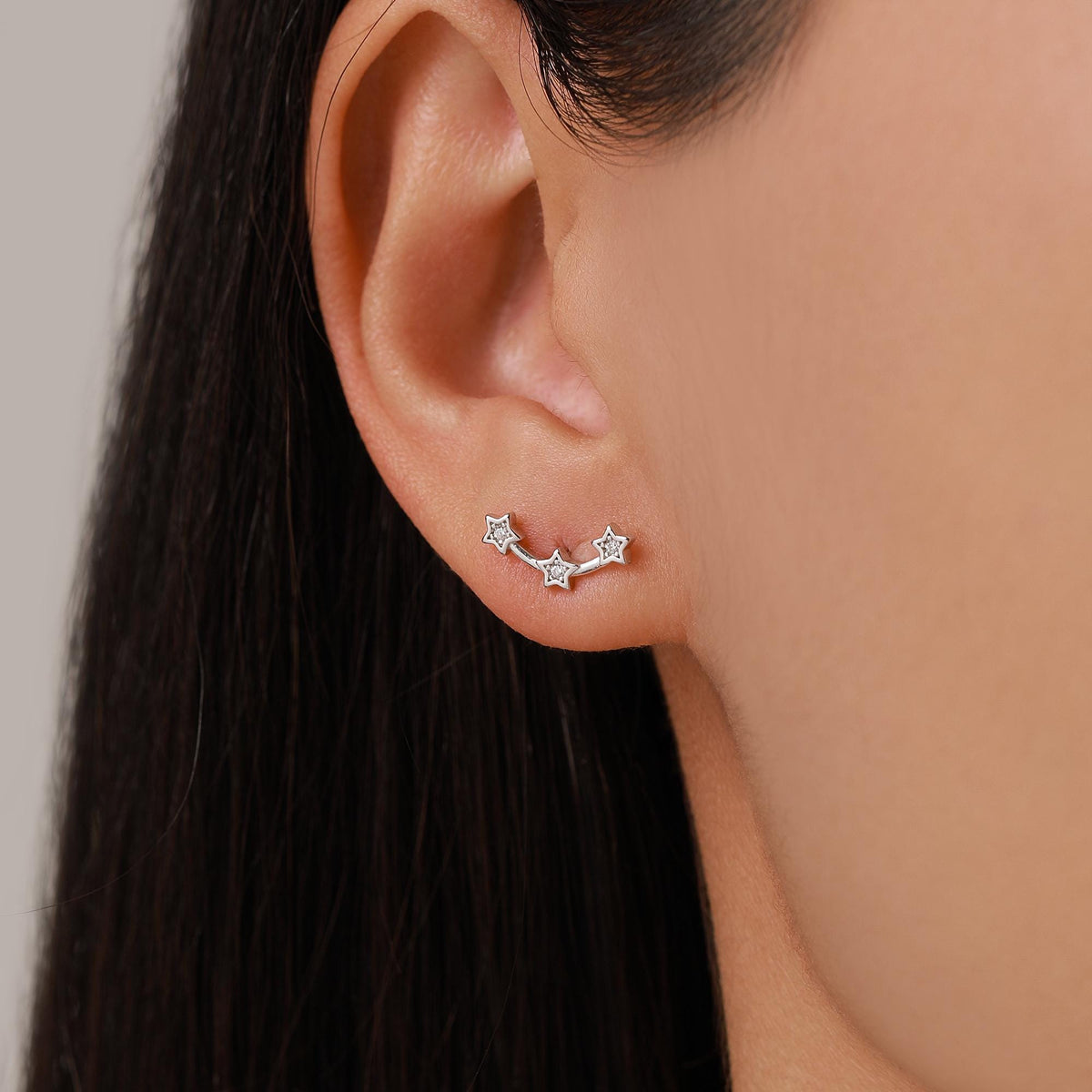 Tiny Star Trio Stud Earrings in Sterling Silver, Silver or Gold or Rose Gold, Three Star Earrings, Tiny Star Earrings, Constellation Earring