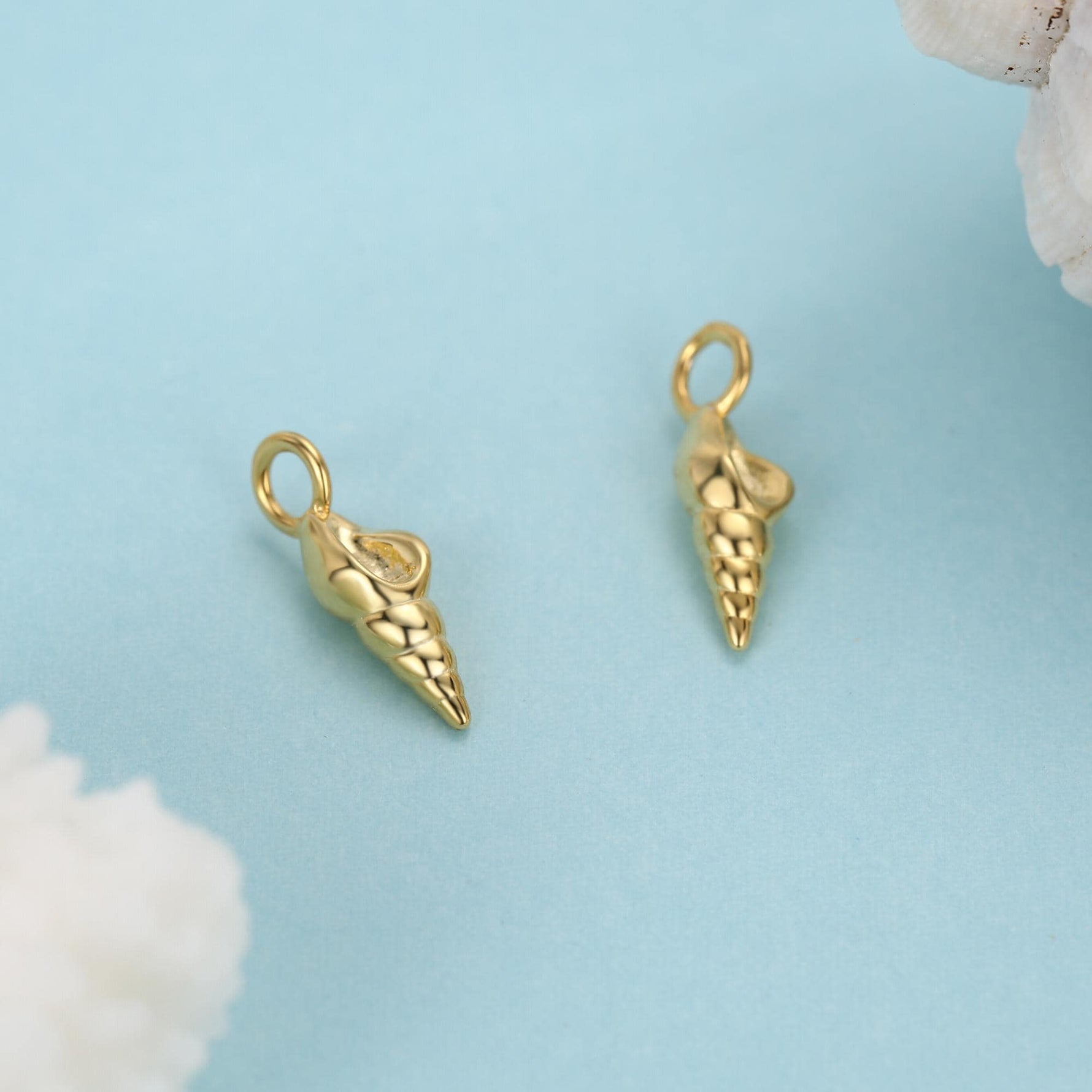 Sterling Silver Sea Shell Charms for Huggie Hoops