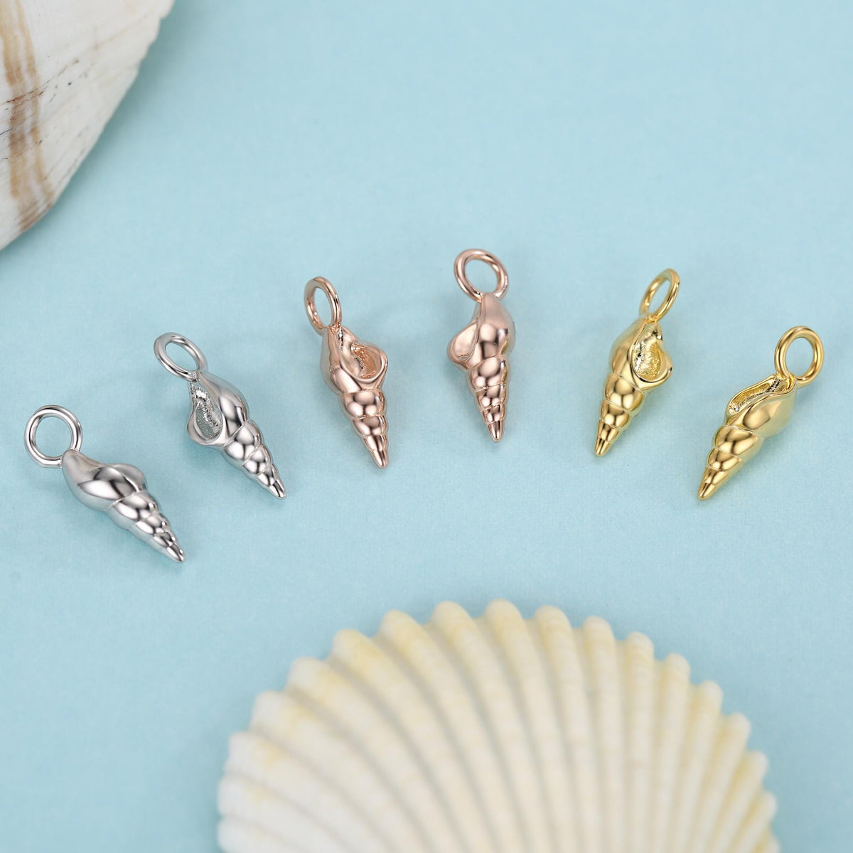 Sterling Silver Sea Shell Charms for Huggie Hoops