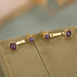 Black Opal Ear Jacket in Sterling Silver, Silver or Gold, Lab Opal Bezel Earrings, Front and Back Black Opal Earrings