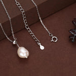 Natural Baroque Pearl Adjustable Lariat Pendant Necklace in Sterling Silver
