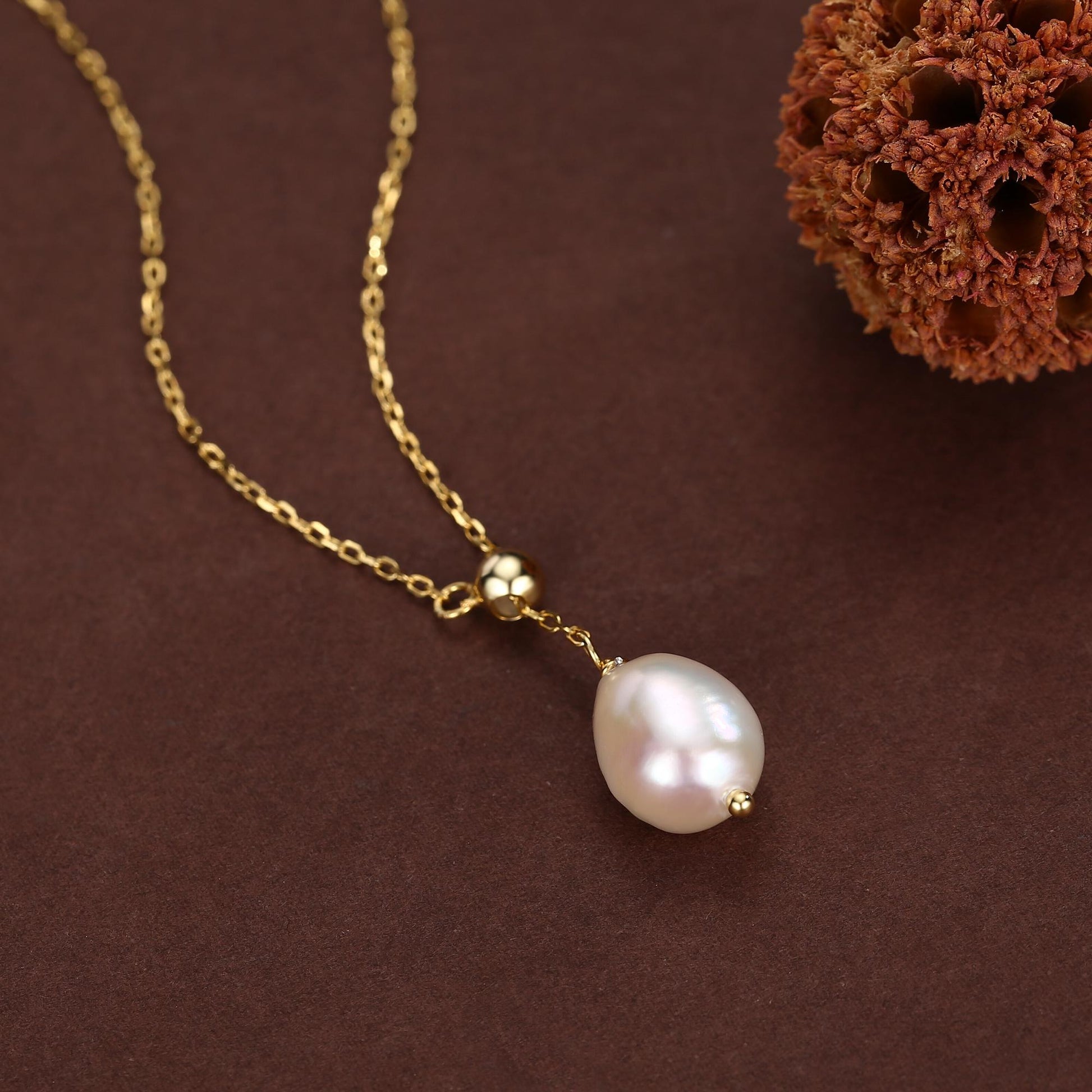 Natural Baroque Pearl Lariat Pendant Necklace in Sterling Silver, Silver or Gold, Minimalist Genuine Freshwater Pearl Y Adjustable Necklace