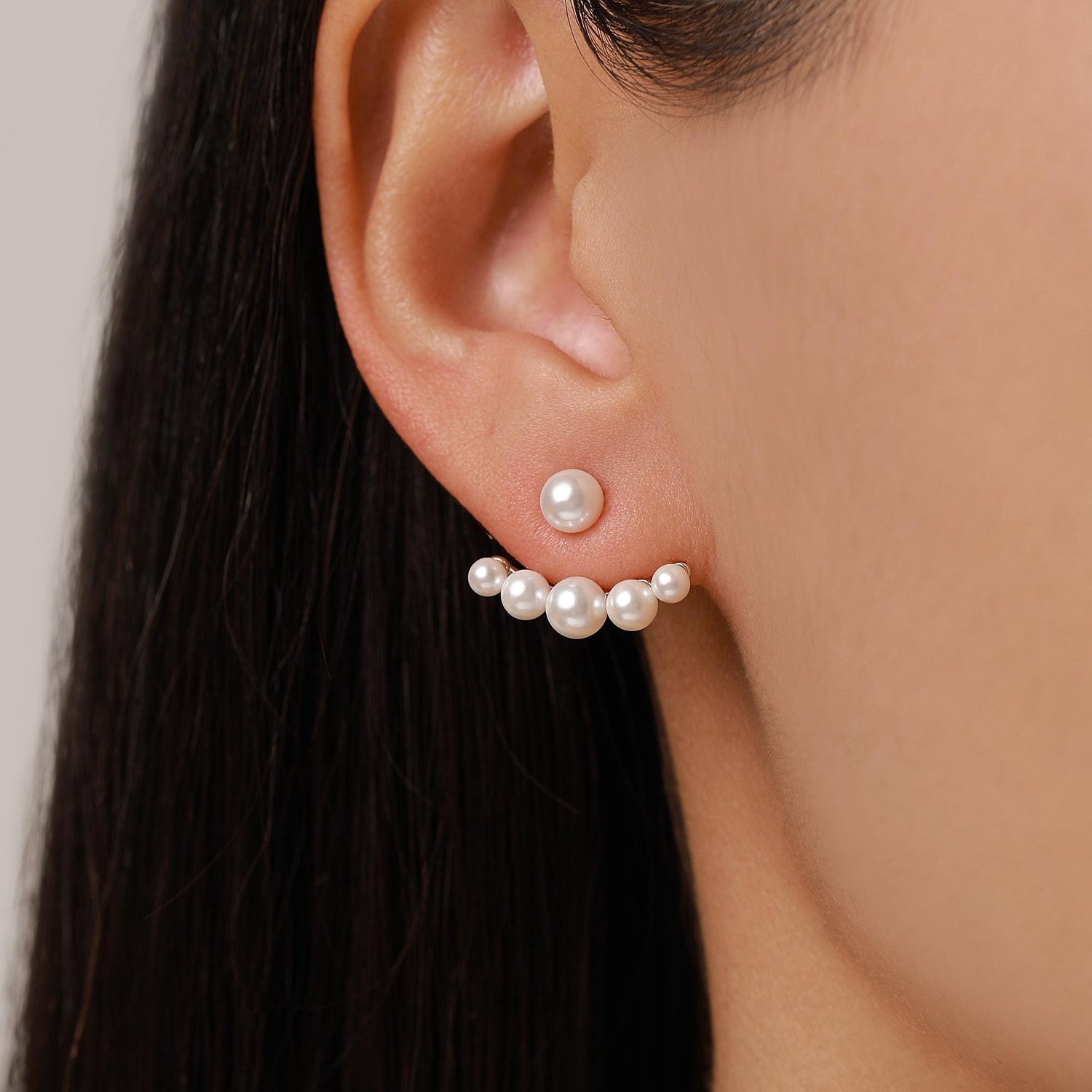 Sterling Silver Mother of Pearl Pearl Jacket Earrings in Sterling Silver