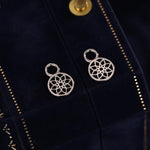 Mandala Flower Disk Charms for Huggie Hoops in Sterling Silver