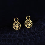 Mandala Flower Disk Charms for Huggie Hoops in Sterling Silver