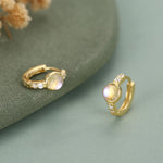 Moonstone CZ Huggie Hoop Earrings in Sterling Silver