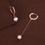 Asymmetric Natural Freshwater Pearl Huggie Hoops Earrings in Sterling Silver