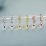 CZ Hamsa Hand Huggie Hoop Earrings in Sterling Silver, Silver, Gold or Rose Gold, Hoop Earrings, Dangling, Fatima Hand Hoops