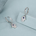 CZ Hamsa Hand Huggie Hoop Earrings in Sterling Silver, Silver, Gold or Rose Gold, Hoop Earrings, Dangling, Fatima Hand Hoops