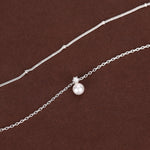 Genuine Freshwater Pearl Double Layer Pendant Necklace in Sterling Silver