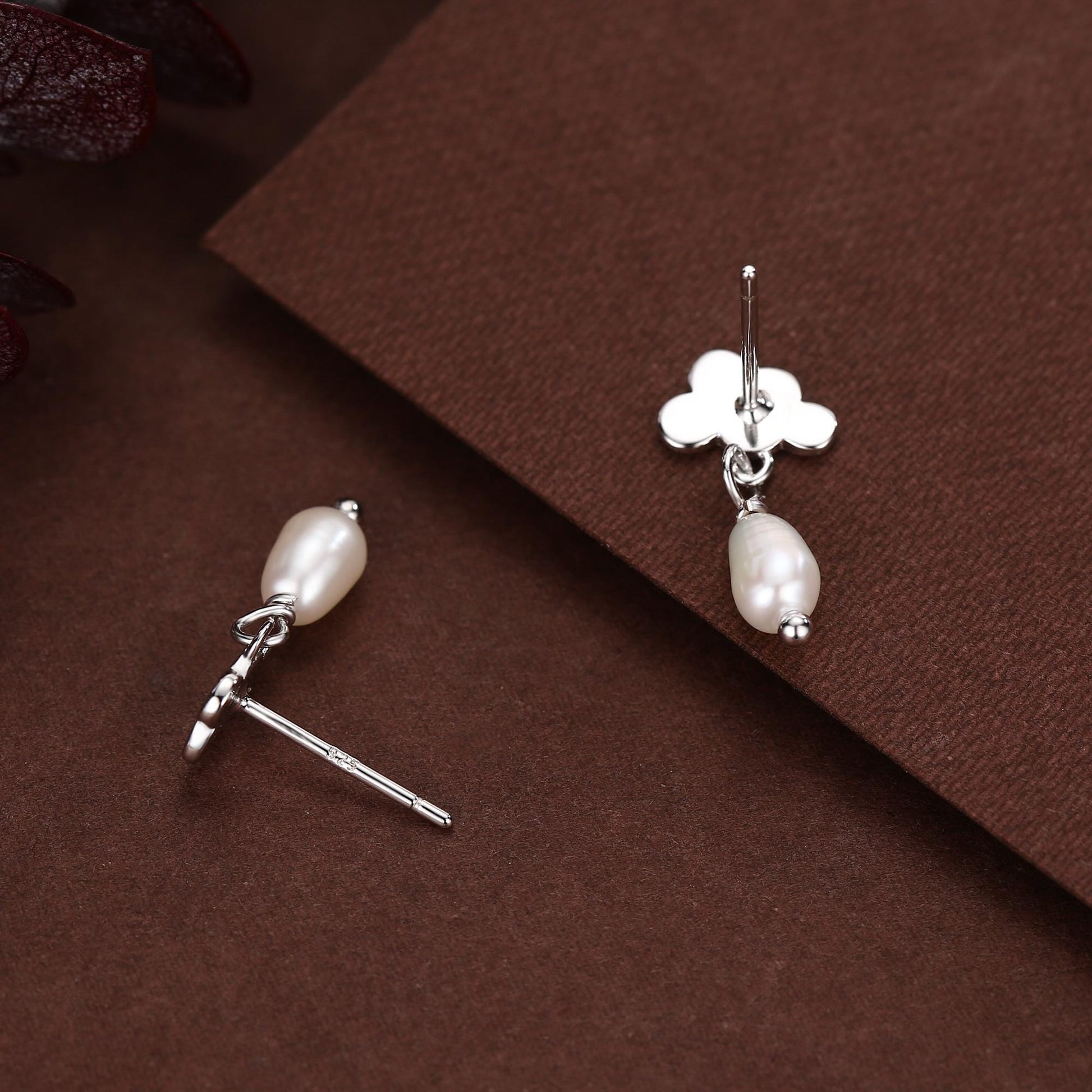 Dainty Cloud and Natural Pearl Raindrop Stud Earrings in Sterling Silver, Silver or Gold, Cloud Earrings, Freshwater Pearl Droplet Earrings