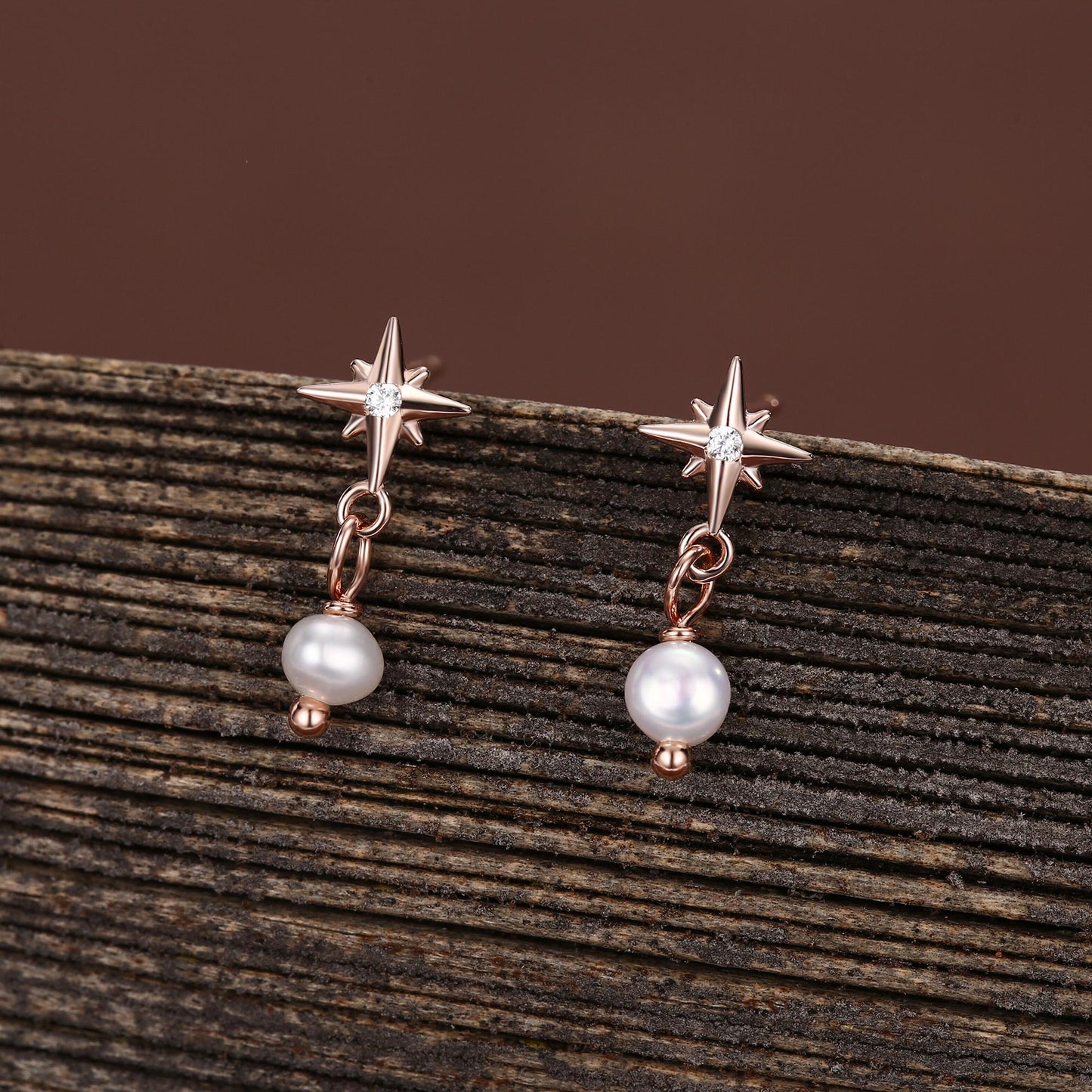 Starburst and Tiny Dangle Pearl Stud Earrings in Sterling Silver, Silver, Gold or Rose Gold, Star Earrings, Sunburst Earrings, Celestial