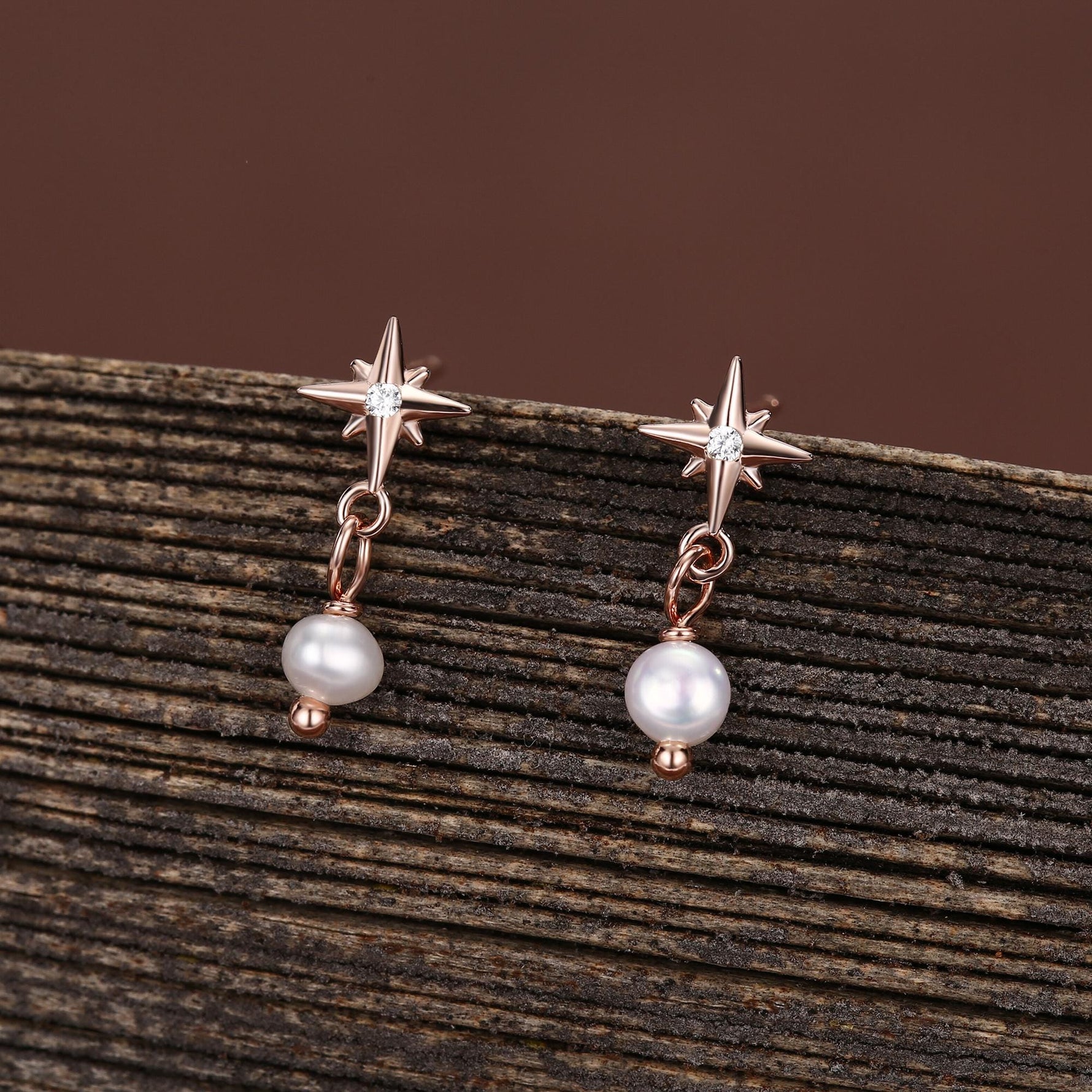 Starburst and Tiny Dangle Pearl Stud Earrings in Sterling Silver, Silver, Gold or Rose Gold, Star Earrings, Sunburst Earrings, Celestial