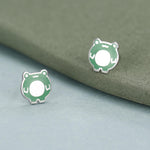 Hand Painted Enamel Frog Stud Earrings in Sterling Silver, Kawaii Frog Earrings, Green Frog Earrings, Nature Inspired