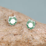 Hand Painted Enamel Frog Stud Earrings in Sterling Silver, Kawaii Frog Earrings, Green Frog Earrings, Nature Inspired