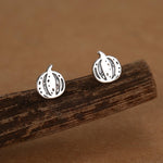 Pumpkin Squash Stud Earrings in Sterling Silver, Silver, Gold or Rose Gold, Small Stripy Pumpkin Earrings, Halloween Earrings