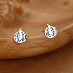 Pumpkin Squash Stud Earrings in Sterling Silver, Silver, Gold or Rose Gold, Small Stripy Pumpkin Earrings, Halloween Earrings