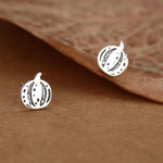 Pumpkin Squash Stud Earrings in Sterling Silver, Silver, Gold or Rose Gold, Small Stripy Pumpkin Earrings, Halloween Earrings