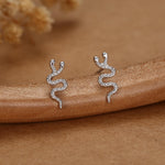 Sterling Silver Double Headed Snake Stud Earrings