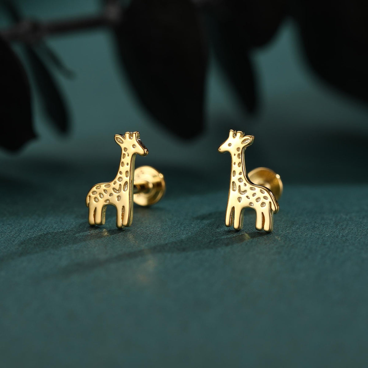 Sterling Silver Giraffe 16G Flat Back Labret Earrings, Animal