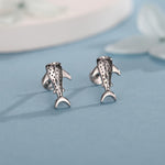 Sterling Silver Whale Shark 16G Flat Back Labret Earrings