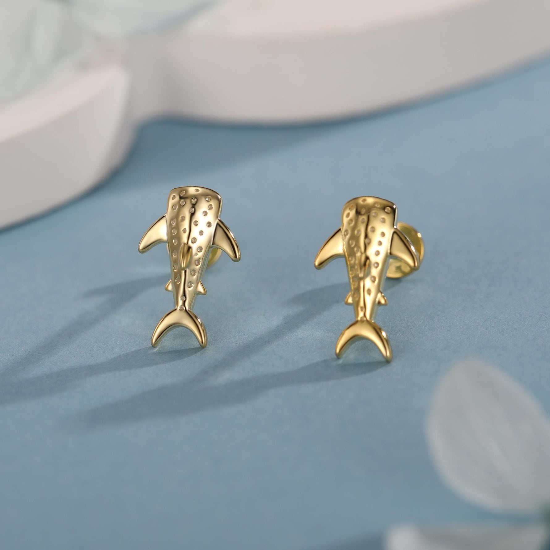 Sterling Silver Whale Shark 16G Flat Back Labret Earrings
