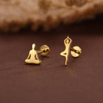 Sterling Silver Yoga Pose 16G Flat Back Labret Earrings
