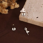 Sterling Silver Yoga Pose 16G Flat Back Labret Earrings