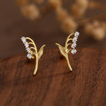 Sterling Silver Lily of the Valley 18G Screw Back Stud Earrings