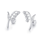 Sterling Silver Lily of the Valley 18G Screw Back Stud Earrings