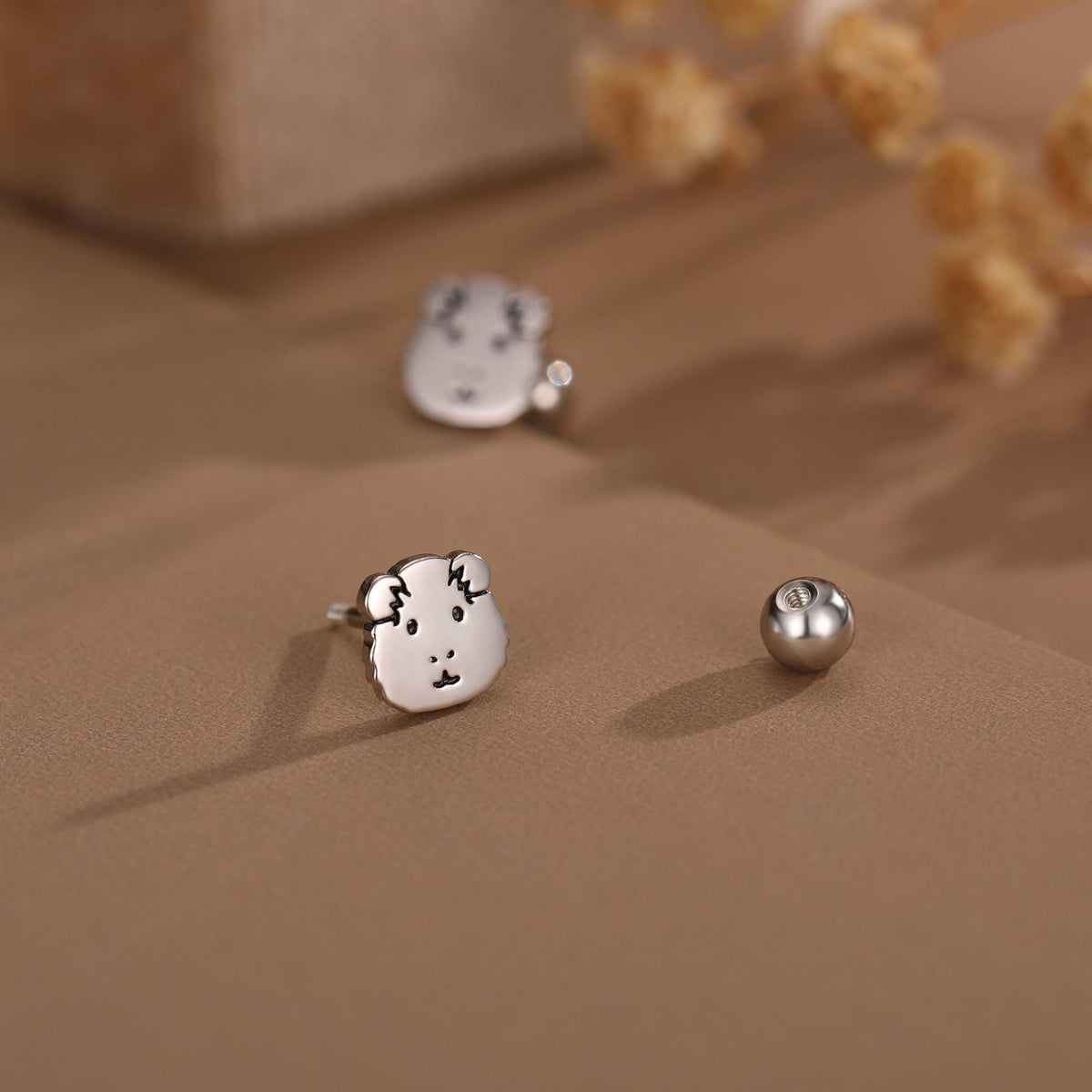 Sterling Silver Guinea Pig 18G Screw Back Stud Earrings