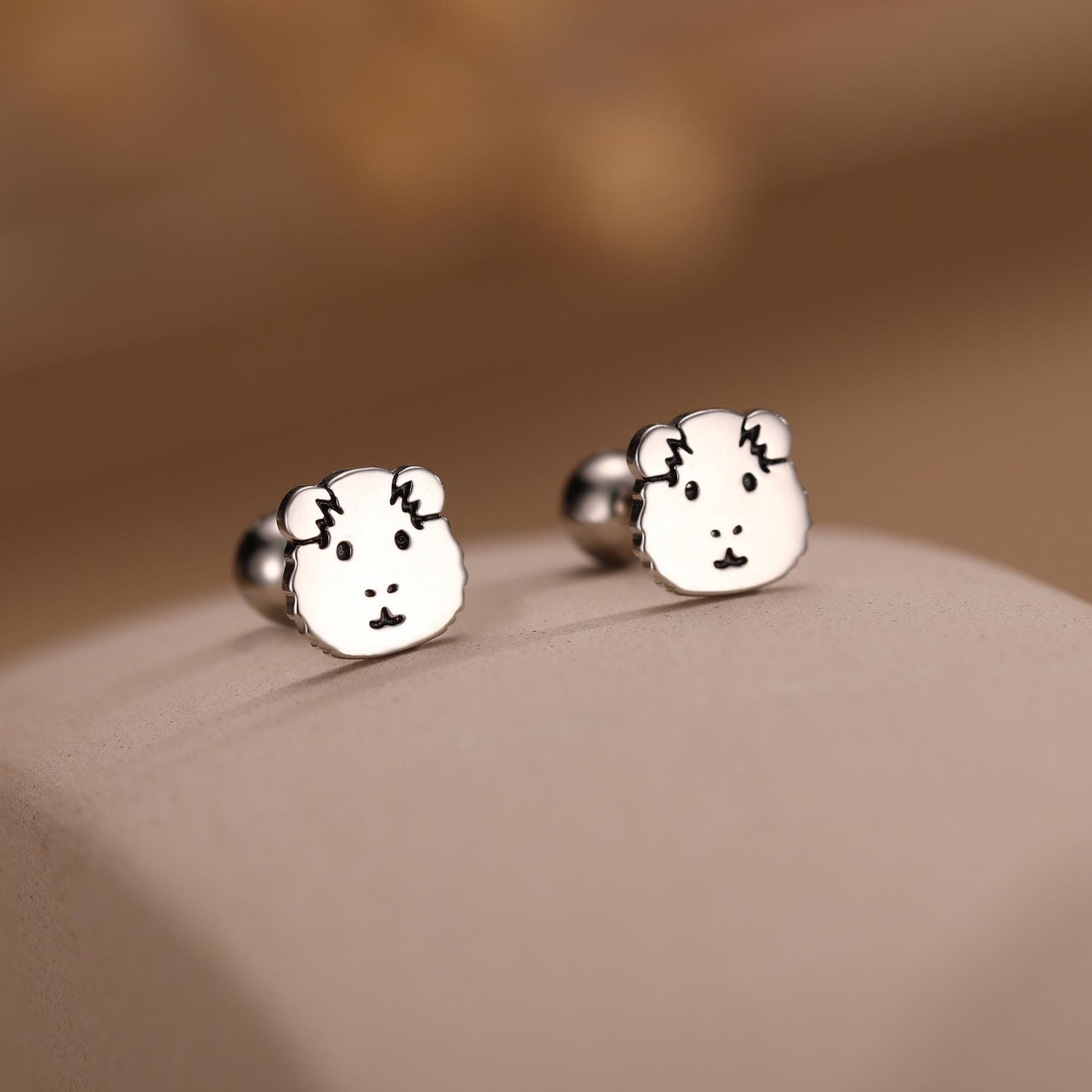 Sterling Silver Guinea Pig 18G Screw Back Stud Earrings