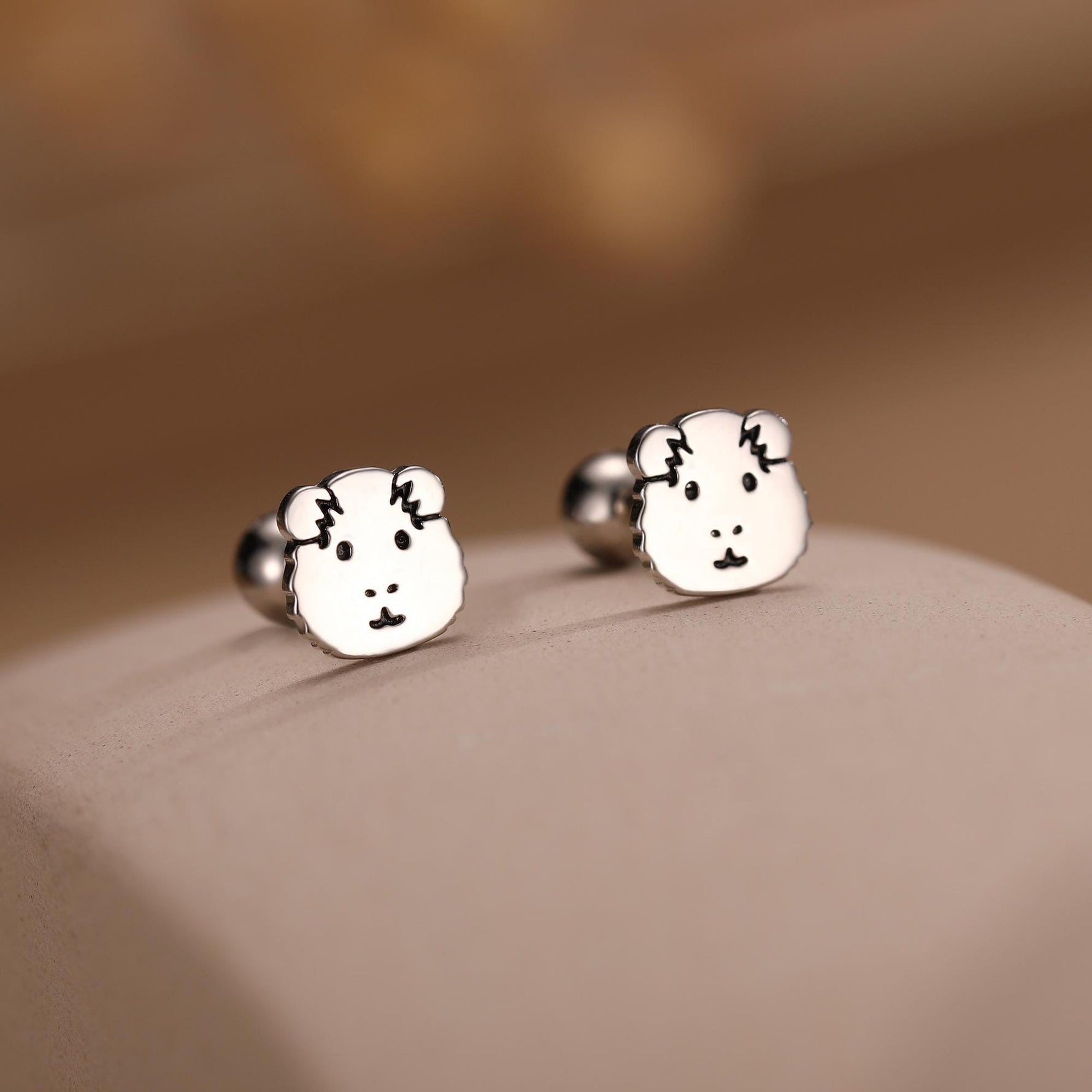Sterling Silver Guinea Pig 18G Screw Back Stud Earrings