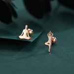 Sterling Silver Asymmetric Yoga Pose 18G Screw Back Stud Earrings