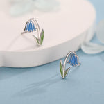 Sterling Silver Bluebell Flower Enamel Stud Earrings