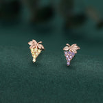 Sterling Silver Asymmetric Grape CZ Stud Earrings
