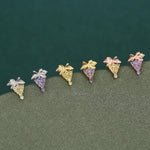 Sterling Silver Asymmetric Grape CZ Stud Earrings